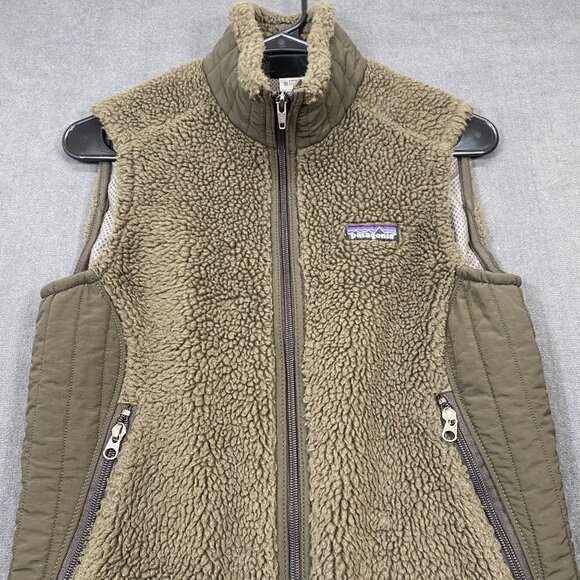 Patagonia Synchilla Womens Full Zip Fleece Vest Olive Green Logo Size Small - Picture 2 of 13